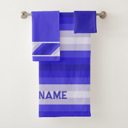 Shades of blue striped bath towel set