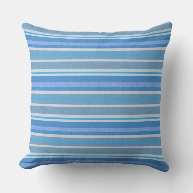 Shades of Blue Striped Throw Pillow (Front)