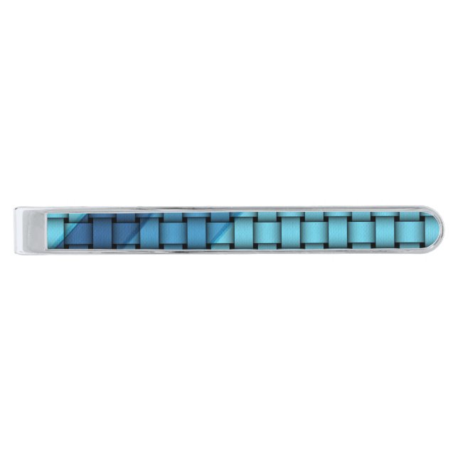 Shades of Blue Stripes and Weave Tie Bars (Front)