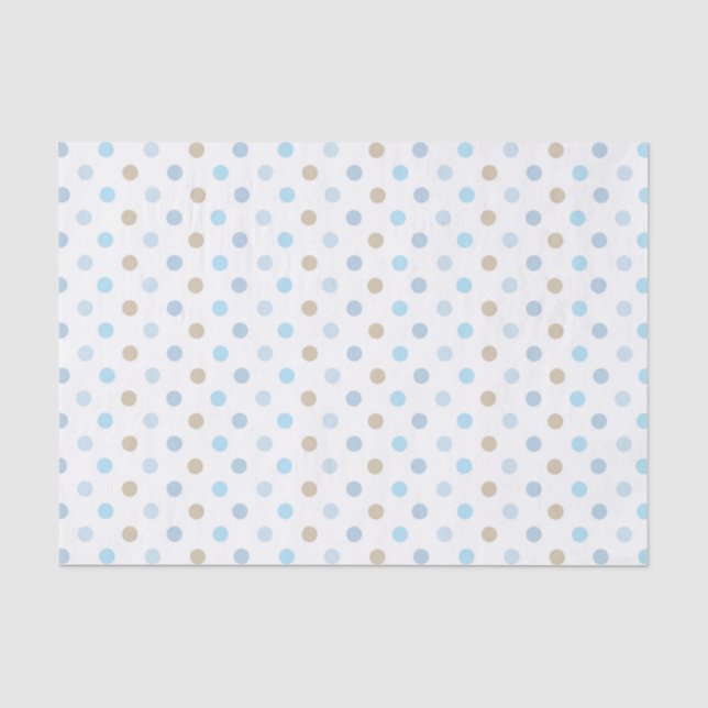 SHADES OF BLUE & TAN POLKA DOTS TISSUE PAPER (Front)