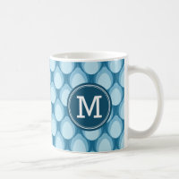 Shades of Blue Teardrop Personalize Monogram Coffee Mug