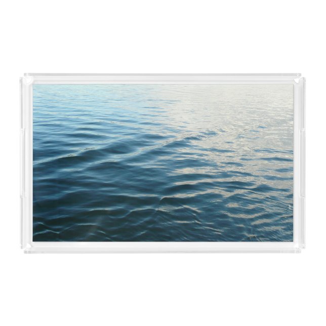 Shades of Blue Water Abstract Nature Photography Acrylic Tray (Front)