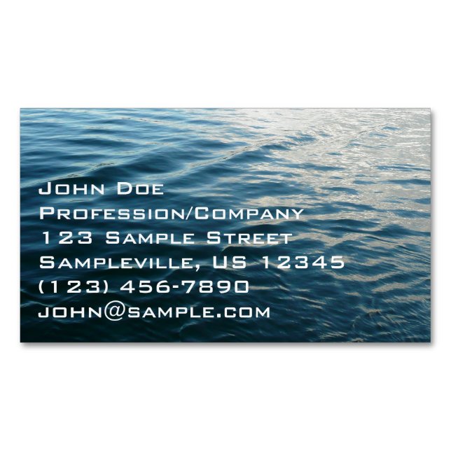 Shades of Blue Water Abstract Nature Photography Business Card Magnet (Front)