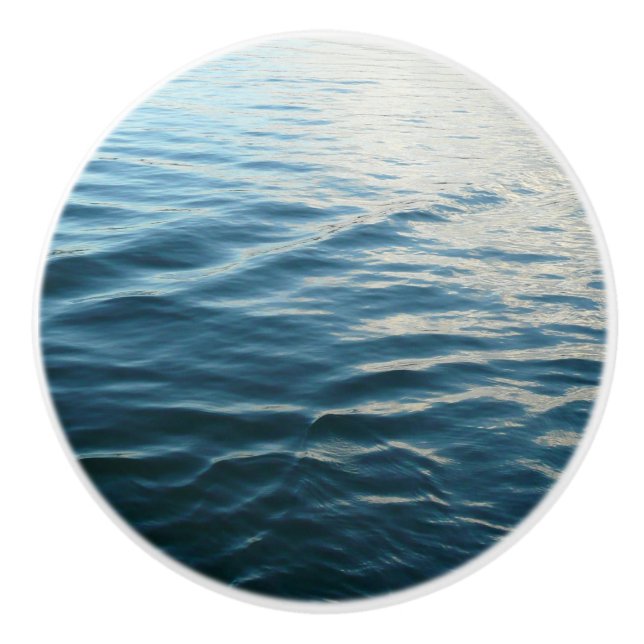 Shades of Blue Water Abstract Nature Photography Ceramic Knob (Front)