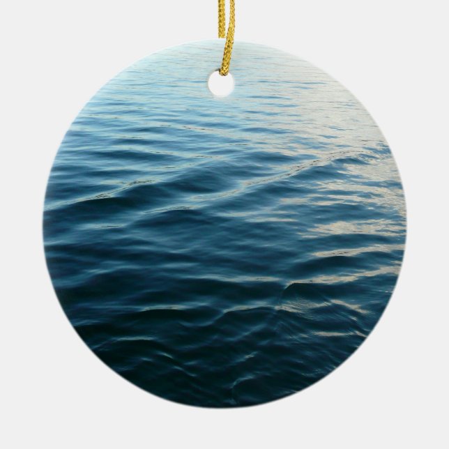 Shades of Blue Water Abstract Nature Photography Ceramic Ornament (Front)