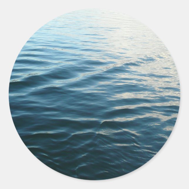 Shades of Blue Water Abstract Nature Photography Classic Round Sticker (Front)