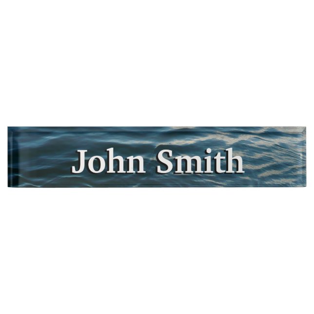 Shades of Blue Water Abstract Nature Photography Desk Name Plate (Front)