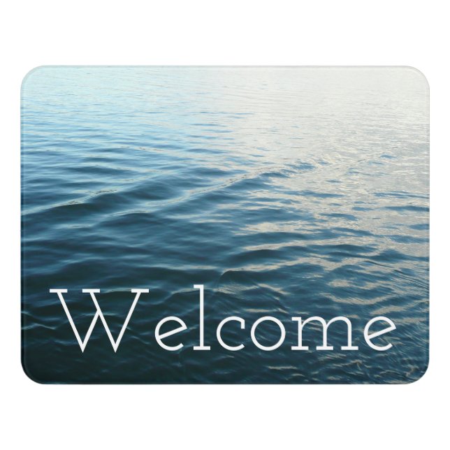 Shades of Blue Water Abstract Nature Photography Door Sign (Contemporary Front)