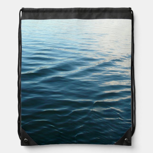 Shades of Blue Water Abstract Nature Photography Drawstring Bag (Front)