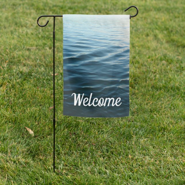 Shades of Blue Water Abstract Nature Photography Garden Flag (In SItu)