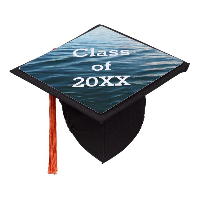 Shades of Blue Water Abstract Nature Photography Graduation Cap Topper (Angled)