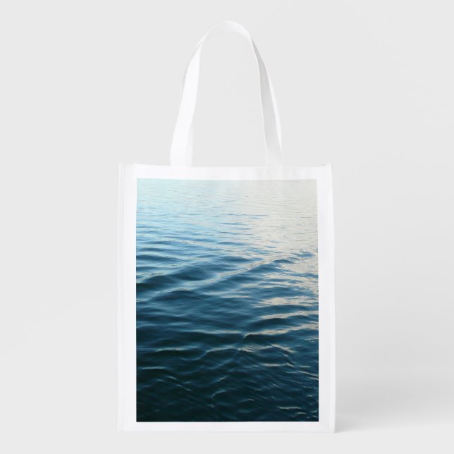 Shades of Blue Water Abstract Nature Photography Grocery Bag (Front)