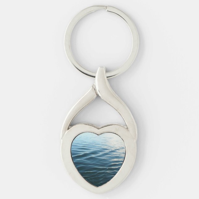 Shades of Blue Water Abstract Nature Photography Keychain (Front)