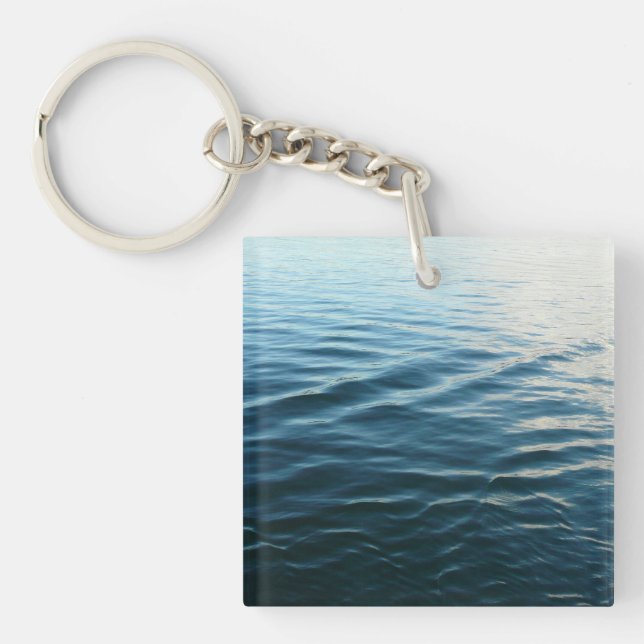 Shades of Blue Water Abstract Nature Photography Keychain (Front)