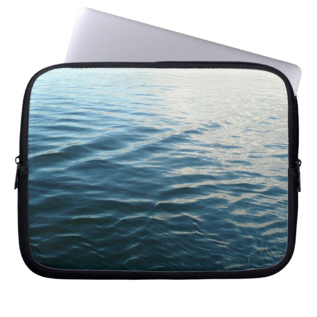 Shades of Blue Water Abstract Nature Photography Laptop Sleeve (Front)