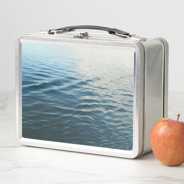 Shades of Blue Water Abstract Nature Photography Metal Lunch Box (In Situ)