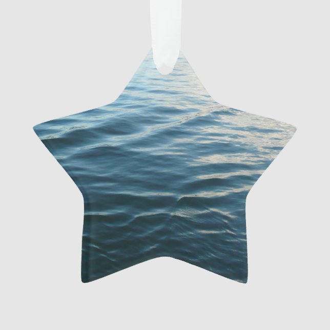 Shades of Blue Water Abstract Nature Photography Ornament (Front)