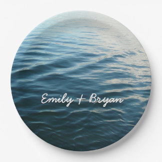 Shades of Blue Water Abstract Nature Photography Paper Plates