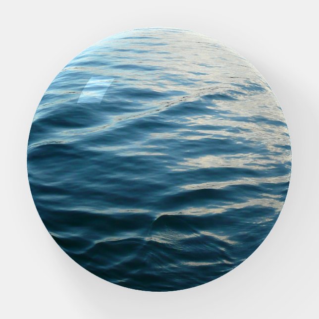 Shades of Blue Water Abstract Nature Photography Paperweight (Front)