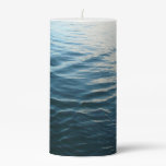 Shades of Blue Water Abstract Nature Photography Pillar Candle