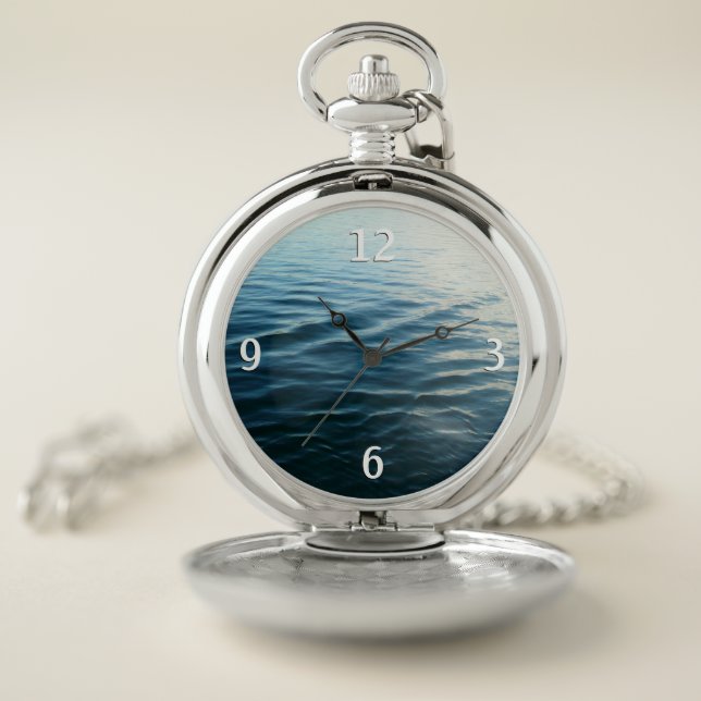 Shades of Blue Water Abstract Nature Photography Pocket Watch (Inside)