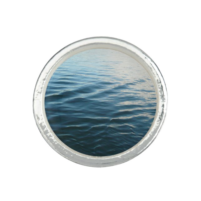 Shades of Blue Water Abstract Nature Photography Ring (Front)