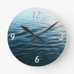 Shades of Blue Water Abstract Nature Photography Round Clock