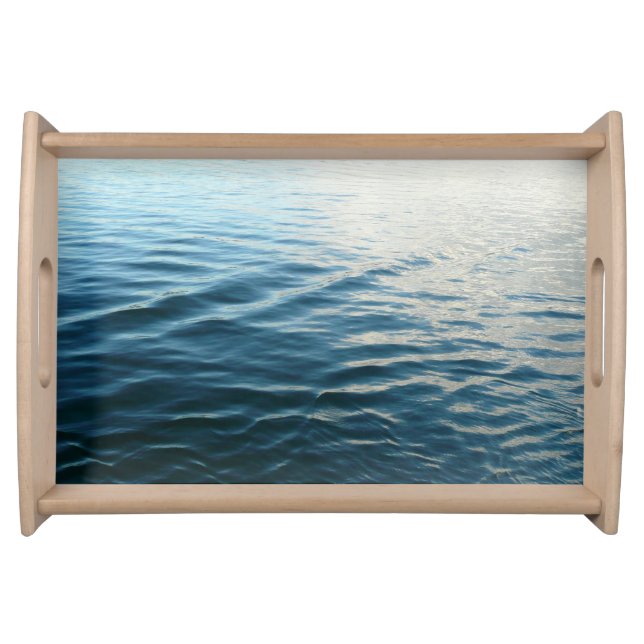 Shades of Blue Water Abstract Nature Photography Serving Tray (Front)