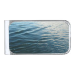 Shades of Blue Water Abstract Nature Photography Silver Finish Money Clip