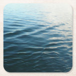 Shades of Blue Water Abstract Nature Photography Square Paper Coaster