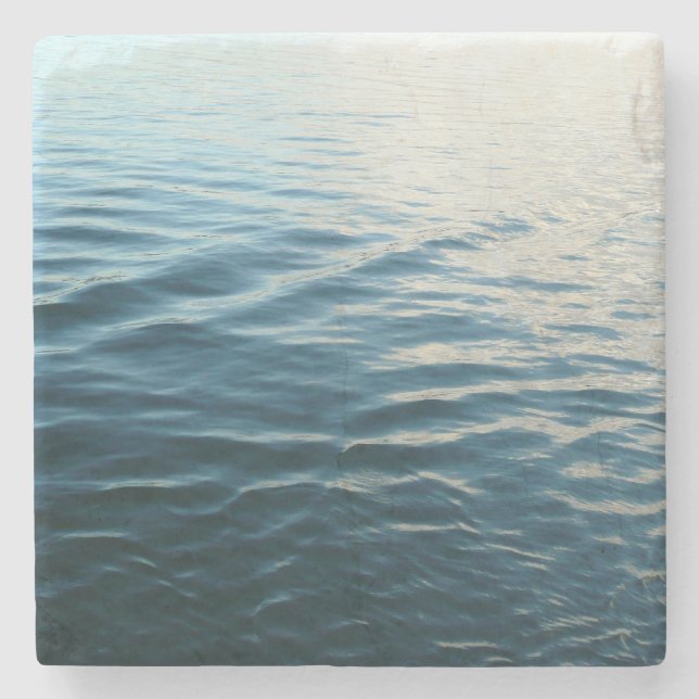 Shades of Blue Water Abstract Nature Photography Stone Coaster (Front)