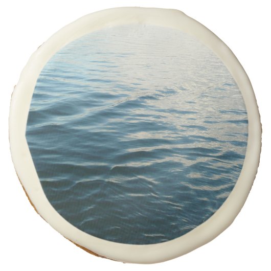 Shades of Blue Water Abstract Nature Photography Sugar Cookie (Front)