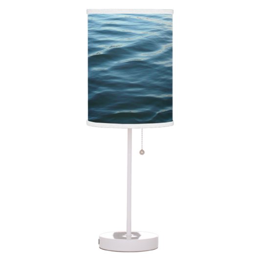 Shades of Blue Water Abstract Nature Photography Table Lamp (Left)