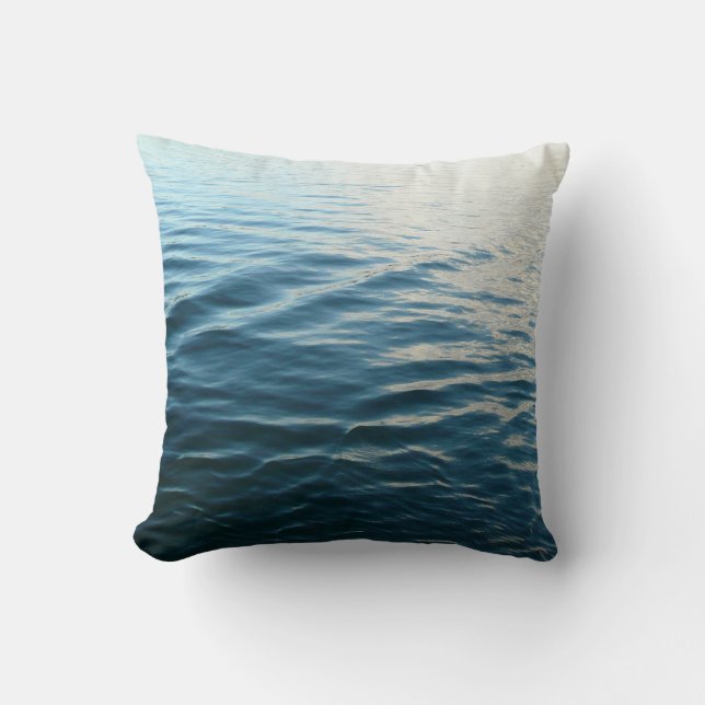 Shades of Blue Water Abstract Nature Photography Throw Pillow (Front)