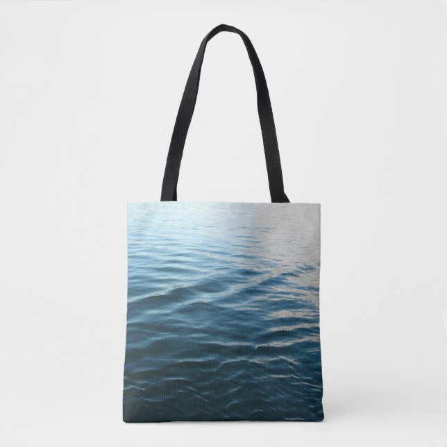 Shades of Blue Water Abstract Nature Photography Tote Bag (Front)
