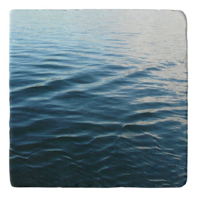 Shades of Blue Water Abstract Nature Photography Trivet (Front)