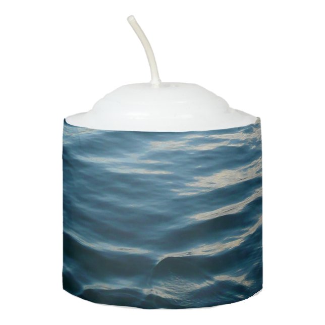 Shades of Blue Water Abstract Nature Photography Votive Candle (Front)