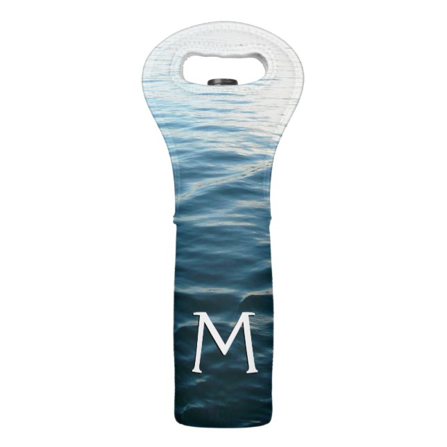 Shades of Blue Water Abstract Nature Photography Wine Bag (Front)