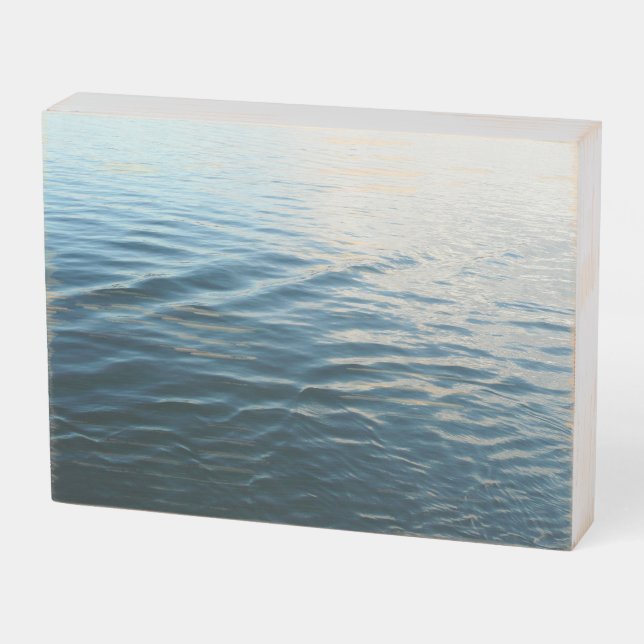 Shades of Blue Water Abstract Nature Photography Wooden Box Sign (Angled Horizontal)
