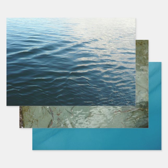 Shades of Blue Water Abstract Nature Photography Wrapping Paper Sheets (Set)