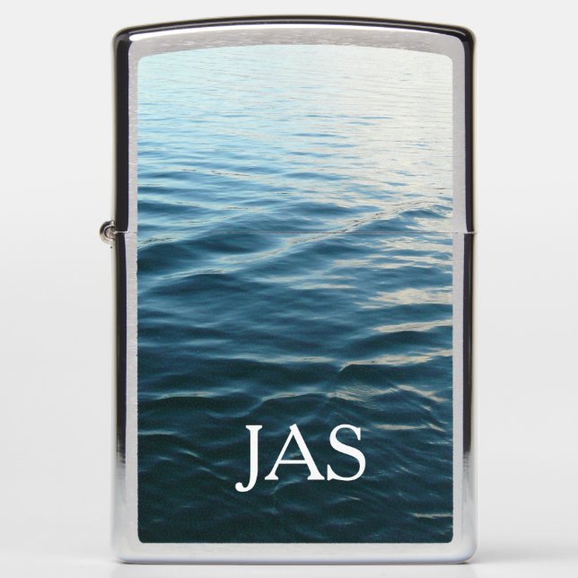 Shades of Blue Water Abstract Nature Photography Zippo Lighter (Front)