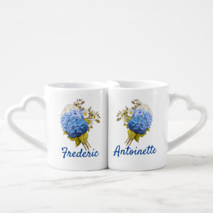 Shades of Blue Watercolor Hydrangeas Coffee Mug Set