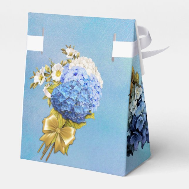 Shades of Blue Watercolor Hydrangeas Favor Boxes (Back Side)