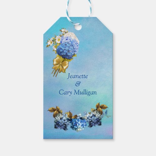 Shades of Blue Watercolor Hydrangeas Gift Tag