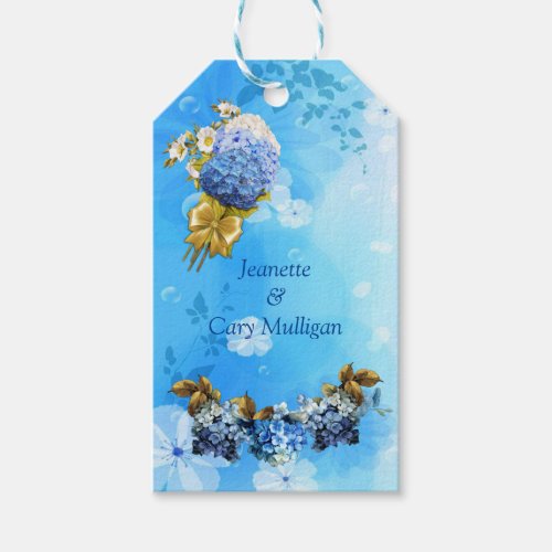 Shades of Blue Watercolor Hydrangeas Gift Tag