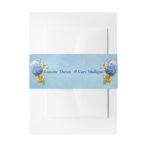 Shades of Blue Watercolor Hydrangeas Invitation Belly Band