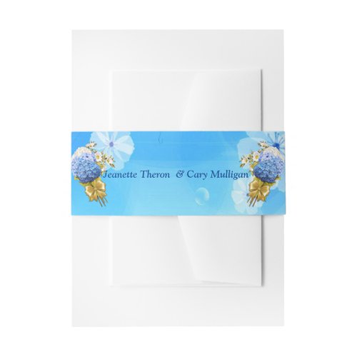Shades of Blue Watercolor Hydrangeas Invitation Belly Band