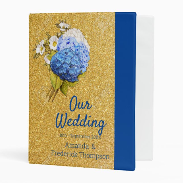 Shades of Blue Watercolor Hydrangeas Mini Binder (Front/Inside)
