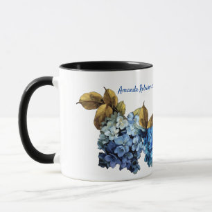 Shades of Blue Watercolor Hydrangeas Mug