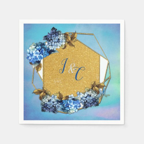 Shades of Blue Watercolor Hydrangeas Napkins